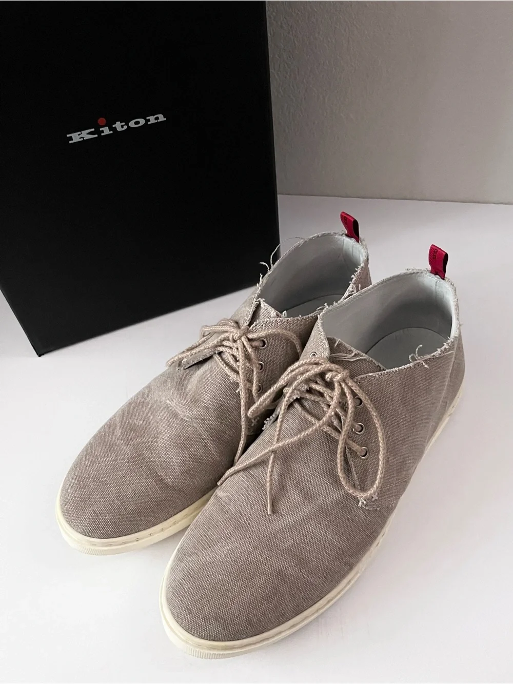 Kiton linen lace up chukka sneakers